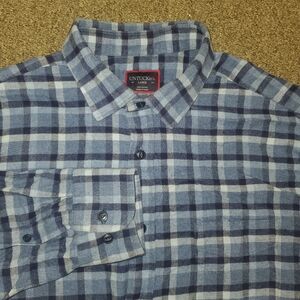 UNTUCKIT Shirt Men's Large Flannel Button Down Caylise Blue PLAID 40345 Cotton